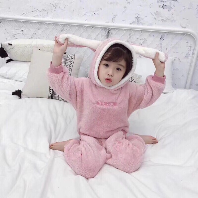 Set lông thỏ bé gái