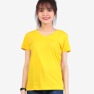ÁO THUN TRƠN NỮ NHẬT BẢN 100% COTTON THOÁNG MÁT - CỔ TIM - VÀNG