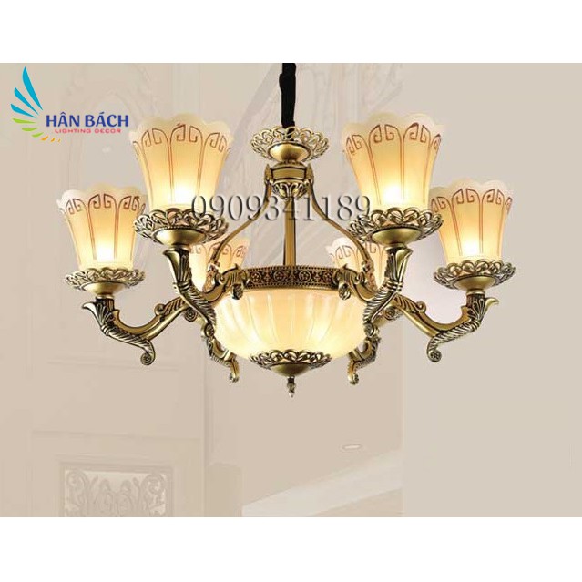 ĐÈN CHÙM,ĐÈN CHÙM PHÒNG KHÁCH,ĐÈN CHÙM CỔ ĐIỂN 6 TAY