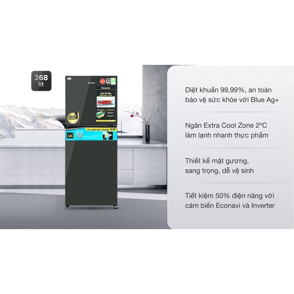Tủ lạnh Panasonic Inverter 268 lít NR-TV301VGMV 2021 - Showroom Tivi TPHCM
