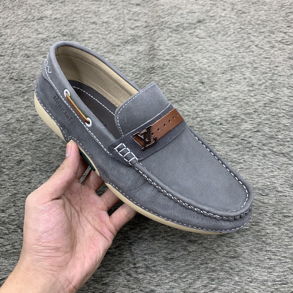 Giầy lười nam da bò LV siêu mềm êm chân phong cách trẻ