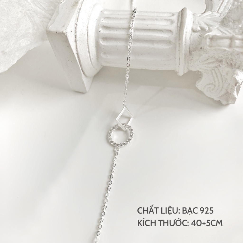 Dây chuyền bạc Miuu Silver, vòng cổ nữ mặt vuông tròn nối nhau Destiny