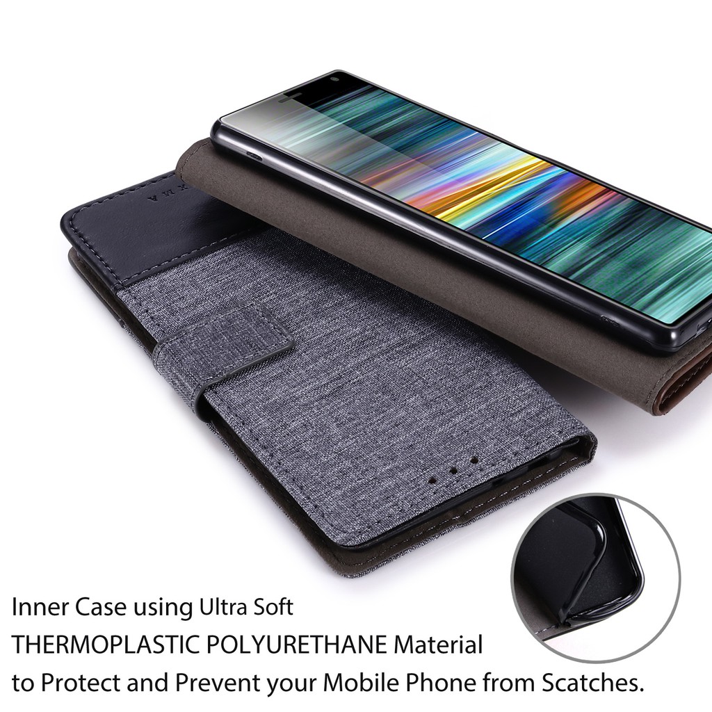 Bao da điện thoại TPU kiểu ví thẻ vải gập cho Sony Xperia XZ3 X XA XA2 Ultra XZ XZ1 Premium XZ2 Compact