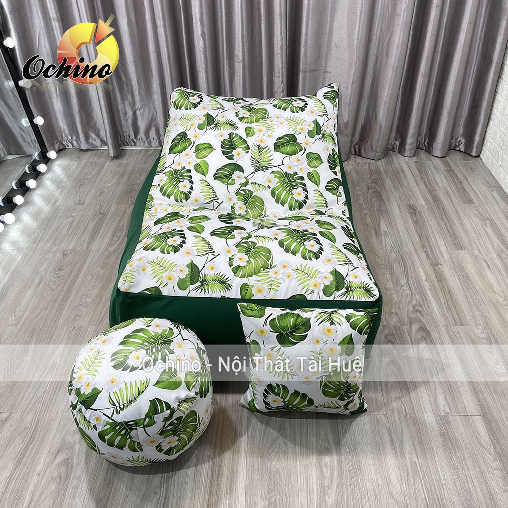 Ghế Lười Hạt Xốp Dáng Sofa Bệt Phong Cách Hiện Đại Gồm 3 Món Size To (Đủ Cả Lõi Xốp)
