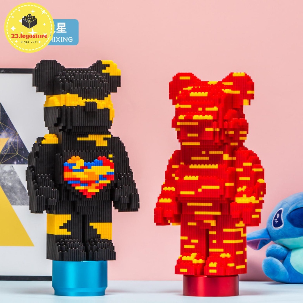 Bộ đồ chơi lắp ghép lego gấu BearBrick cỡ lớn 34cm (nhiều mẫu) tặng kèm búa lắp ráp, Bộ đồ chơi lắp ráp gấu BearBrick