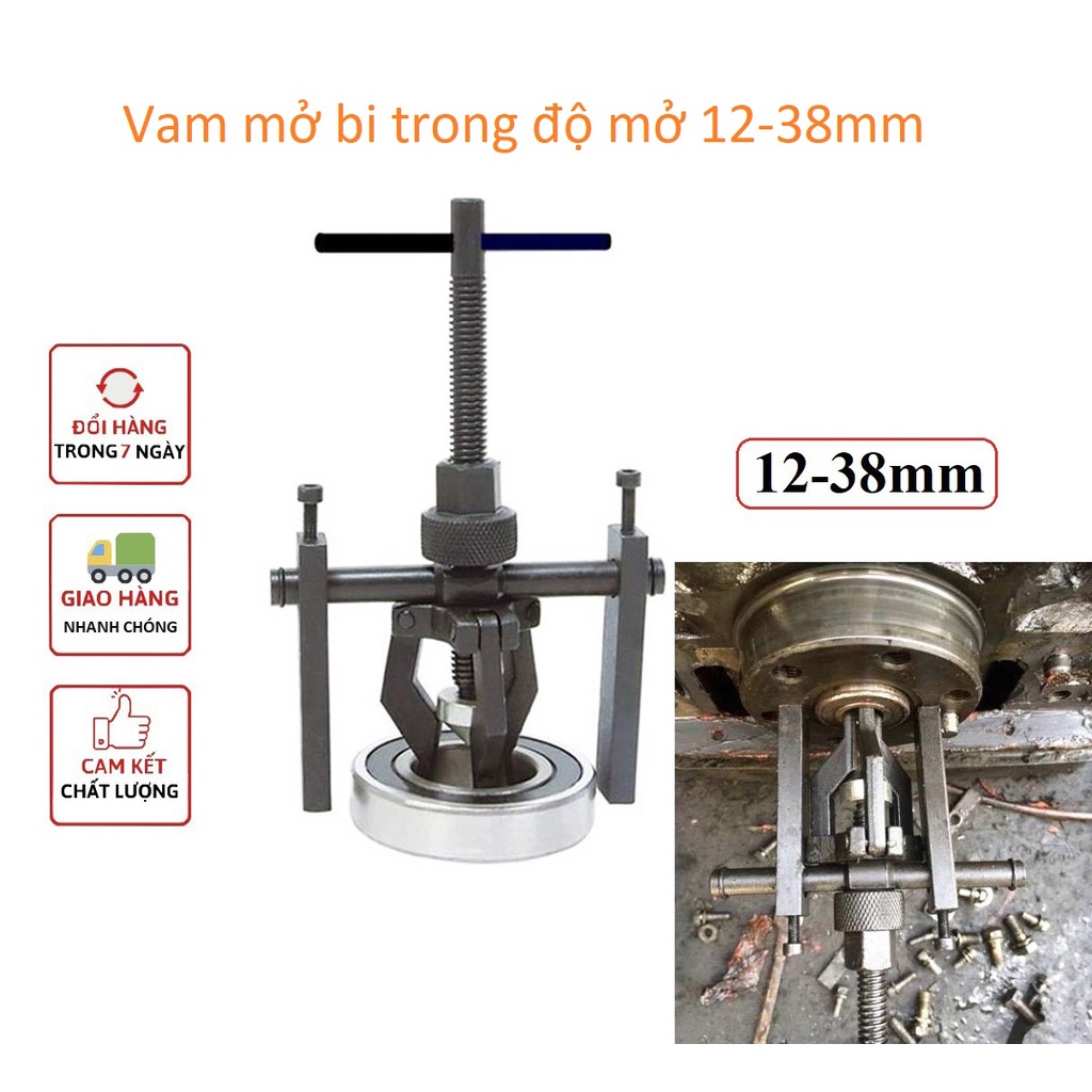 Cảo 3 chấu (Vam mở bi trong) độ mở 12-38mm, dụng cụ sửa xe tiệm sửa xe chuyên dụng