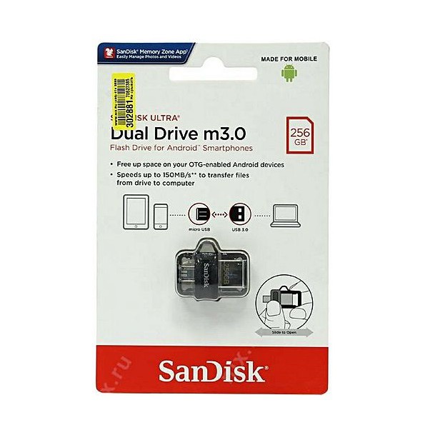 USB OTG SanDisk Ultra 256GB Dual Drive m3.0 (Bạc)