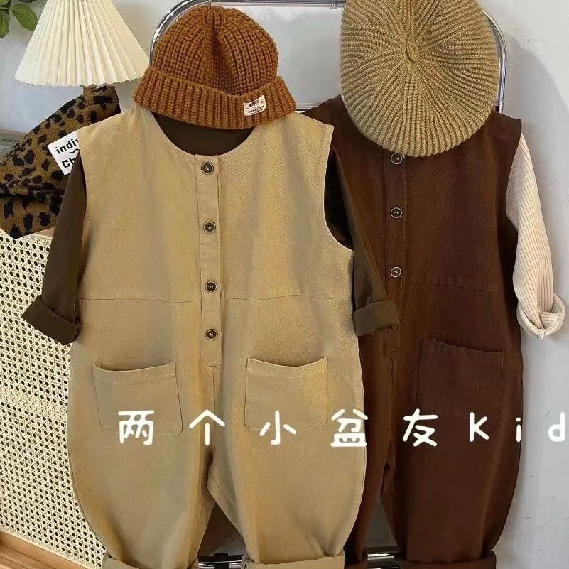 Bộ Áo Liền Quần Cotton Dáng Rộng Phong Cách Mori Hàn Quốc Nhật Bản Thời Trang Thu Đông Hàng Mới Dành Cho Bé Trai Và Bé Gái