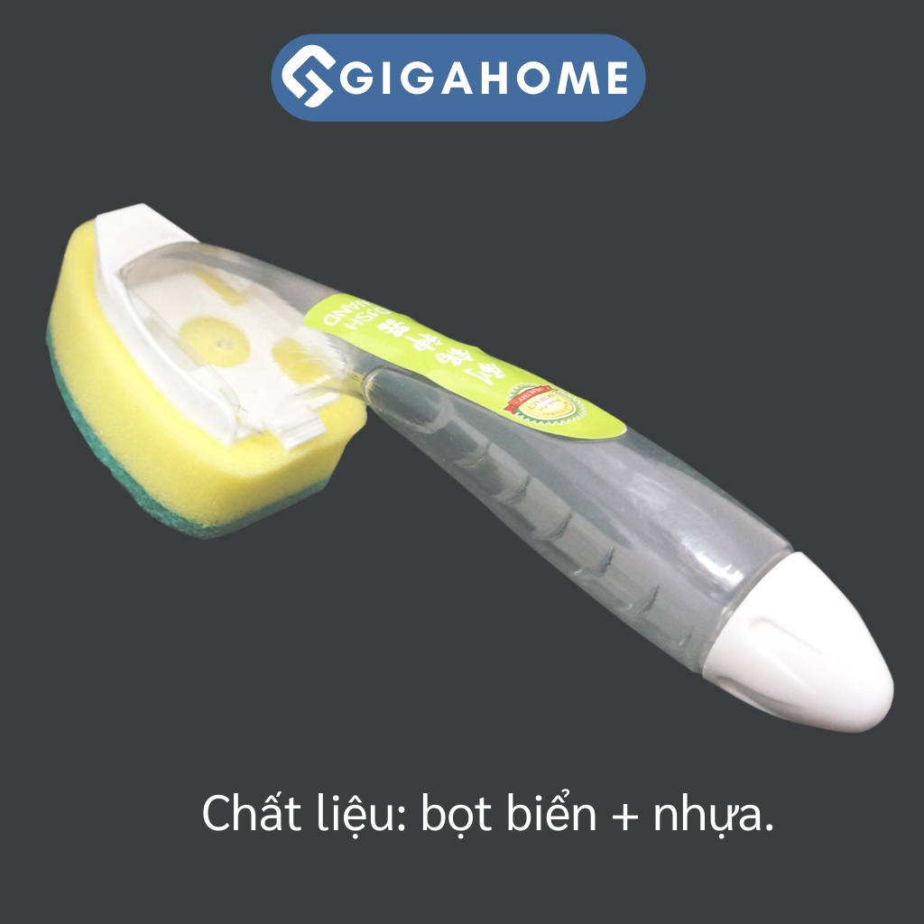 Cây Cọ Rửa Chén, Chà Nhà Bếp Có Ngăn Đựng Xà Phòng Cán Dài GIGAHOME Kèm Mút 7251