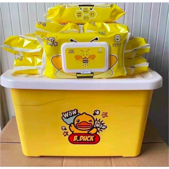 Combo thùng 10 gói Giấy ướt kháng khuẩn con vịt vàng loại 80 tờ 1 gói - hàng nội địa trung cao cấp, giấy ướt B.Duck