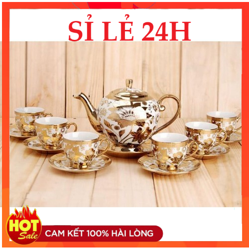 [ Được Chọn Mẫu ] Bộ tách trà nhũ vàng 1 ấm 6 tách siêu đẹp làm quà tặng Lễ, Tết