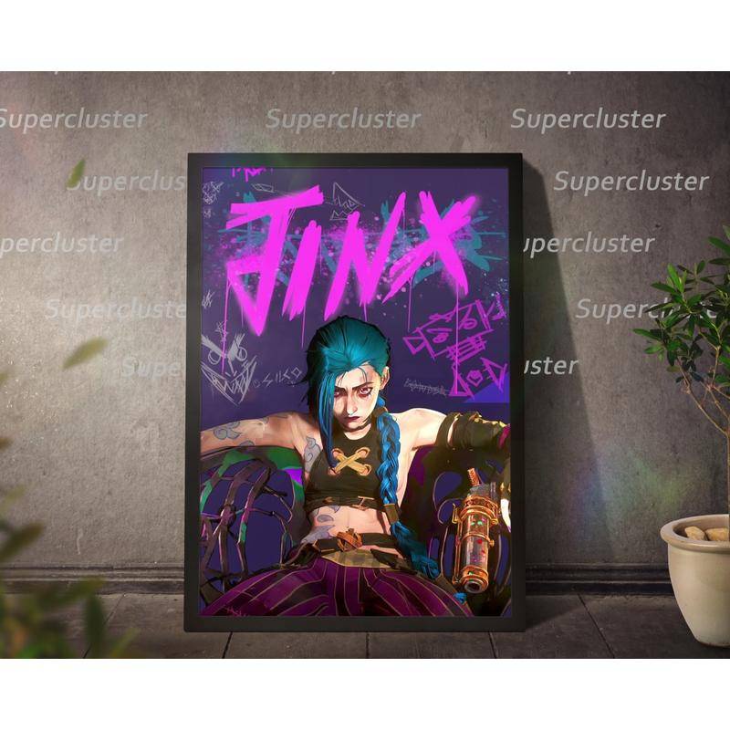 Tranh Vải Bạt Treo Tường In Hình Jinx Arcane Game League of Legends