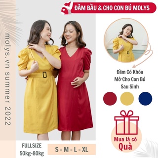Đầm bầu công sở kết hợp cho con bú Molys M2341