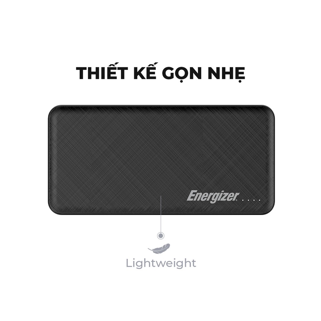 Combo sạc dự phòng 10,000mAh UE10053 + Sạc Ô tô Energizer UL 3.4A 2 USB kèm 1 Cáp Lightning DCA2CULI3