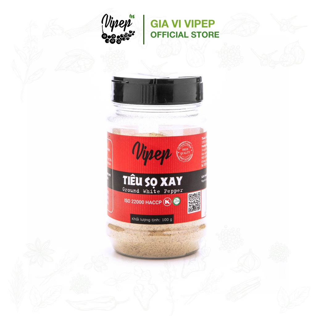 Tiêu sọ xay Vipep 100gr - từ hạt tiêu sọ Đắk Lắk nguyên chất