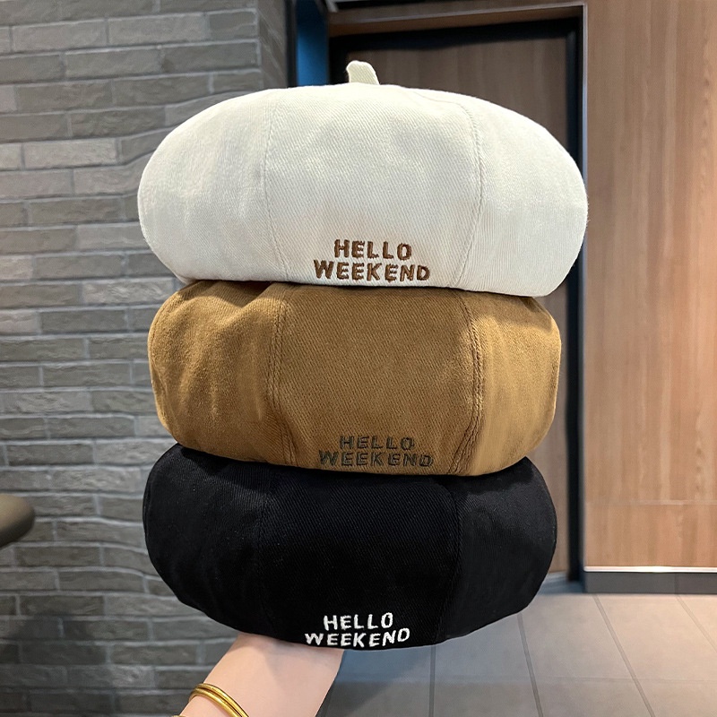 Mũ Beret Thêu Chữ Phong Cách Vintage