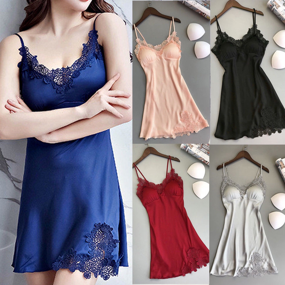 [Mã FASHIONT4WA2 giảm 10K đơn 50K] Áo ngủ lụa satin phối ren quyến rũ | BigBuy360 - bigbuy360.vn