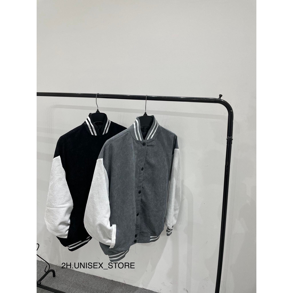 ÁO KHOÁC BOMBER UNISEX NAM NỮ CHẤT NHUNG TĂM  PHỐI 2 MÀU FORM OVERSIZE THỜI TRANG 2H.UNISEX_STORE