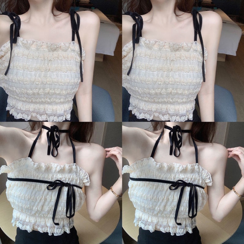 Áo Ống Không Tay Phối Ren Thời Trang Dành Cho Nữ