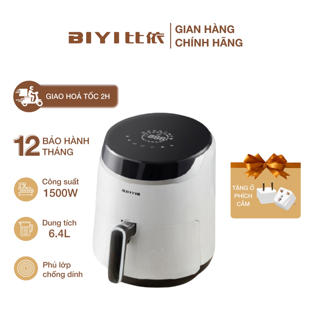 Nồi chiên không dầu AirFryer BIYI AF-69A 4L 1500W - Phủ chống dính an toàn, thép không gỉ - Bảo hành 12 tháng