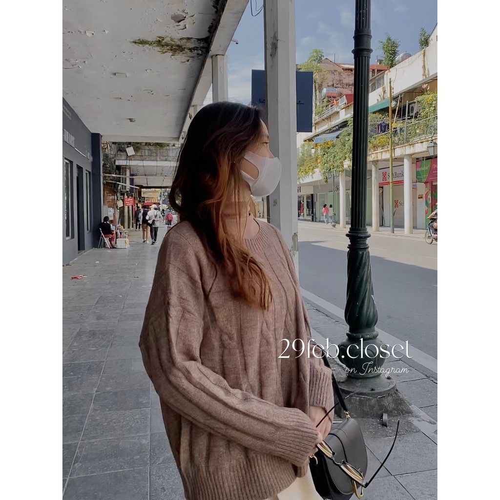29feb.closet Áo len thừng cổ tròn phong cách Hàn Quốc chất len ấm áp dày dặn, áo len mặc đôi nam nữ - AOLEN031