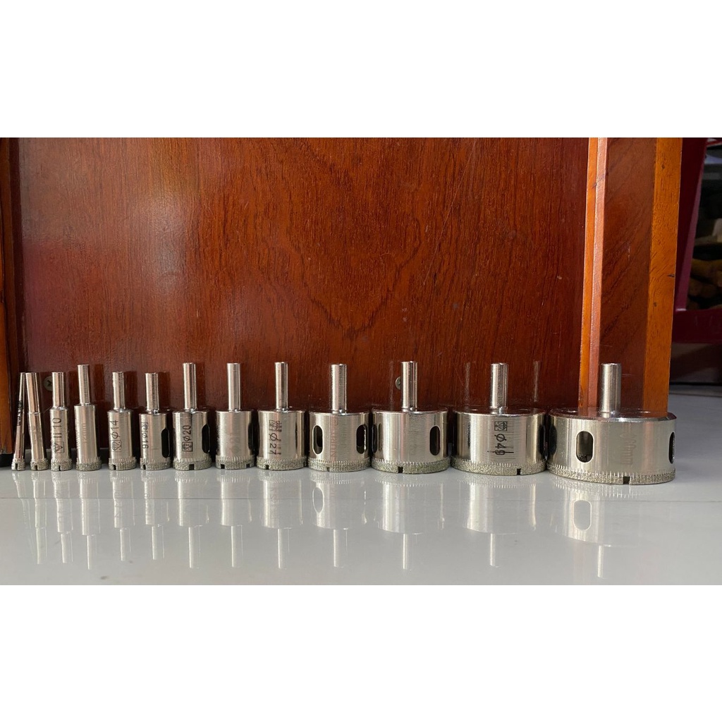 Combo 1 bộ 13 mũi khoan kính đầy đủ size từ 6mm-60mm loại cao cấp, mũi khoan gạch men, đá hoa cương, mũi khoan đa năng