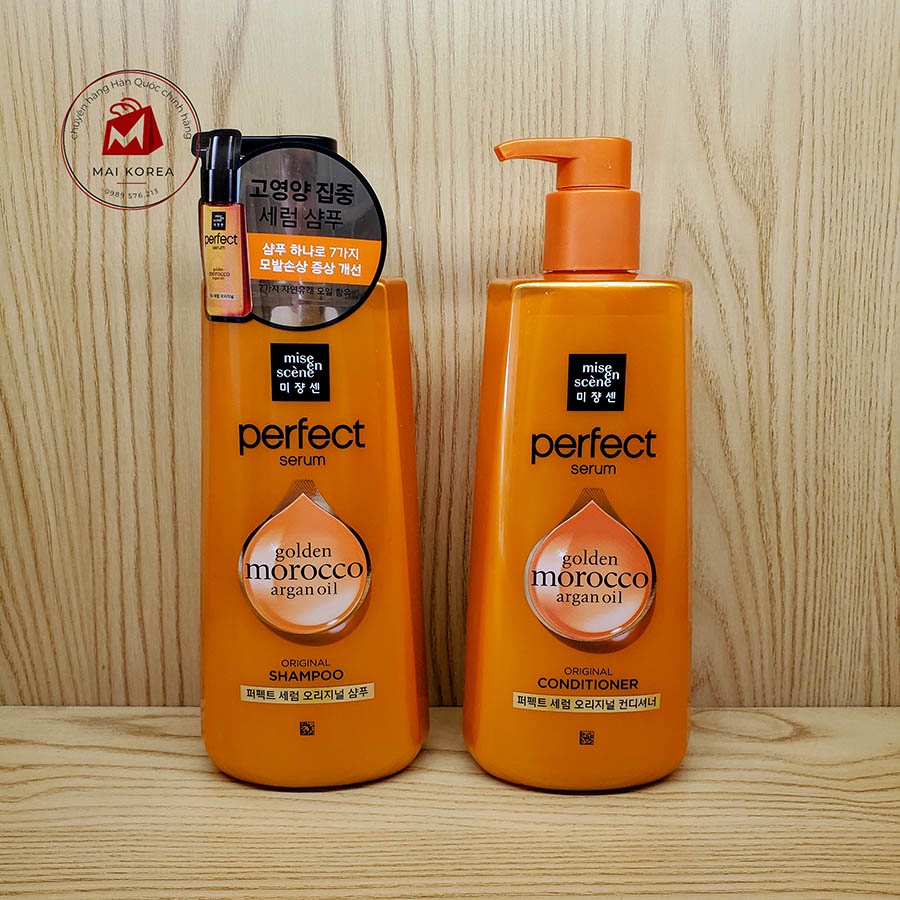 Cặp dầu gội xả Missen vàng PERFECT SERUM Golden Morocco Argan Oil 680ml