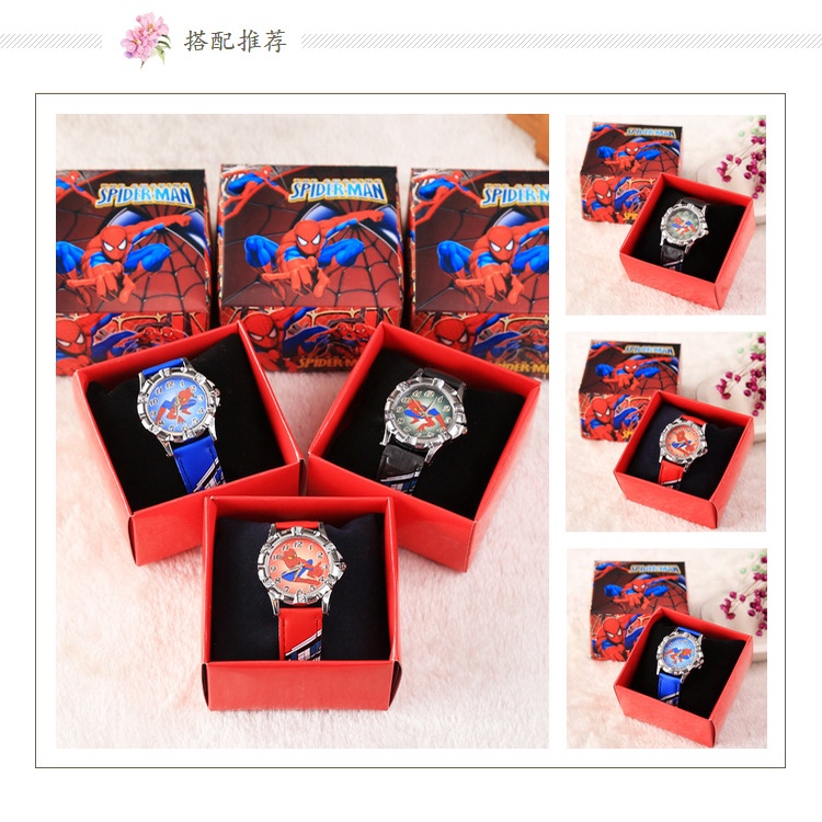 DISNEY Đồng Hồ Đeo Tay Hình Người Nhện Marvel Dây silicone Cho Bé