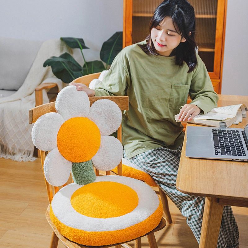 Gối Nhồi Bông Tựa Lưng Hình Hoa Hướng Dương Có Thể Giặt Được