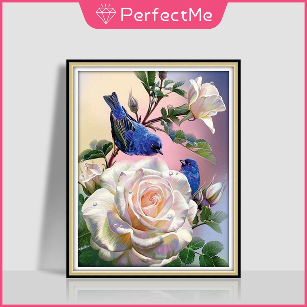 Bộ Tranh Đính Đá 5d Hạt Tròn Tự Làm Hình Hoa 40x50cm Nhiều Màu Sắc