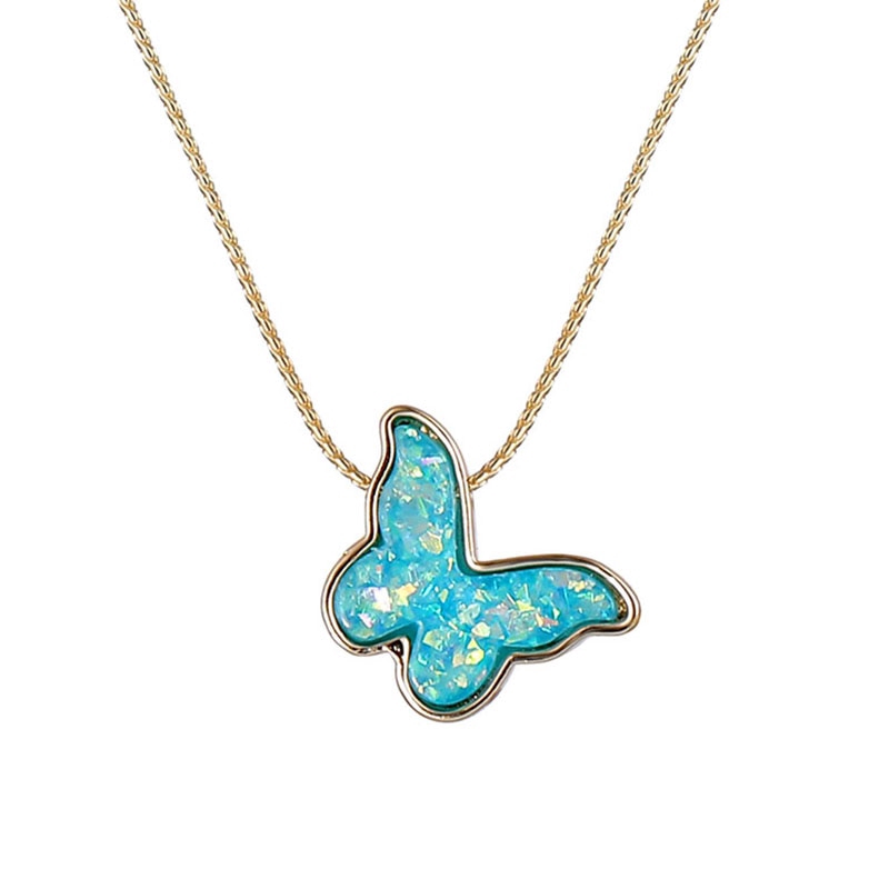 2020 Butterfly Pendant Necklaces For Women Girls Fashion Pink Gold Necklace Elegant Choker Fashion Sweet Jewelry Gifts