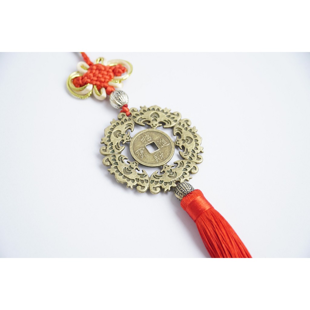 Dây treo đồng xu Ngũ Phúc Lâm Môn treo cửa nhà, treo xe tài lộc, may mắn, bình an