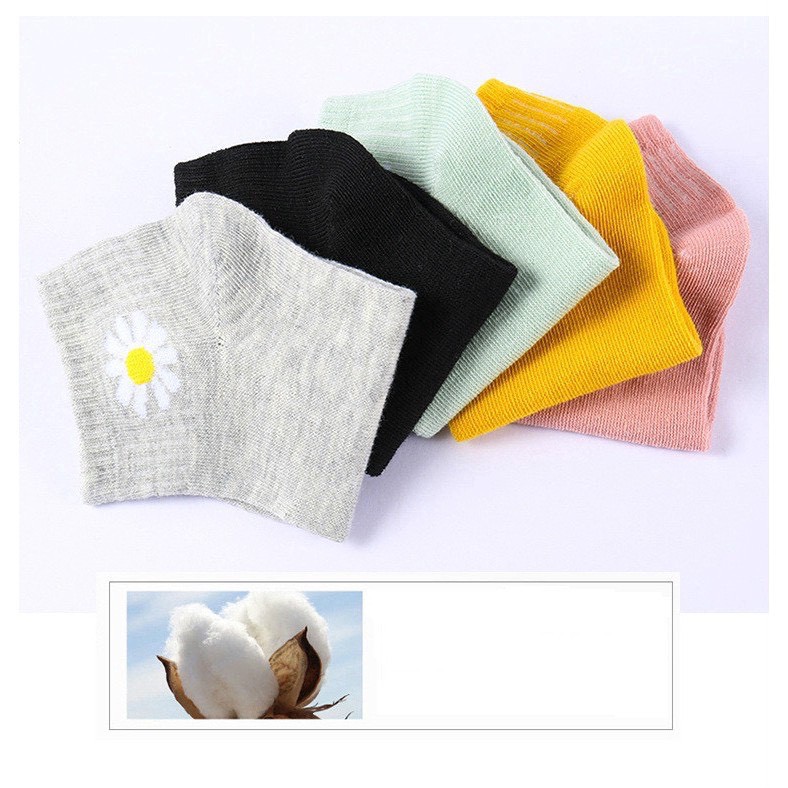 Túi 10 Đôi Tất Nữ Cổ Ngắn Cotton Hoa Cúc