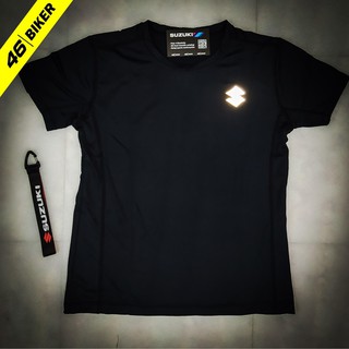 Áo thun in tem xe màu đen vải cotton Suzuki