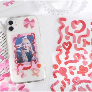 INFEEL.ME_Tấm sticker colorful ribbons, dải lụa nhiều màu, ánh lấp lánh nhẹ