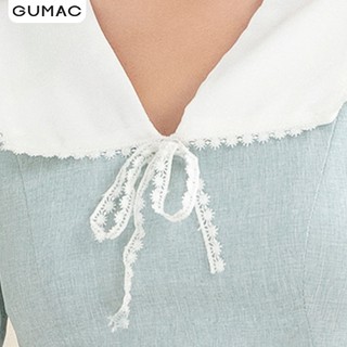 Đầm nữ cổ trắng đăng ten GUMAC DA1004