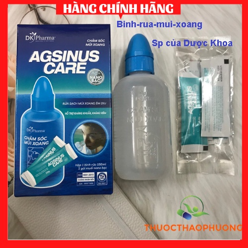 Bình rửa mũi xoang DK AGSINUS CARE dùng cho trẻ từ 06 tháng trở lên và người lớn (tặng kèm 10 gói muối pha)