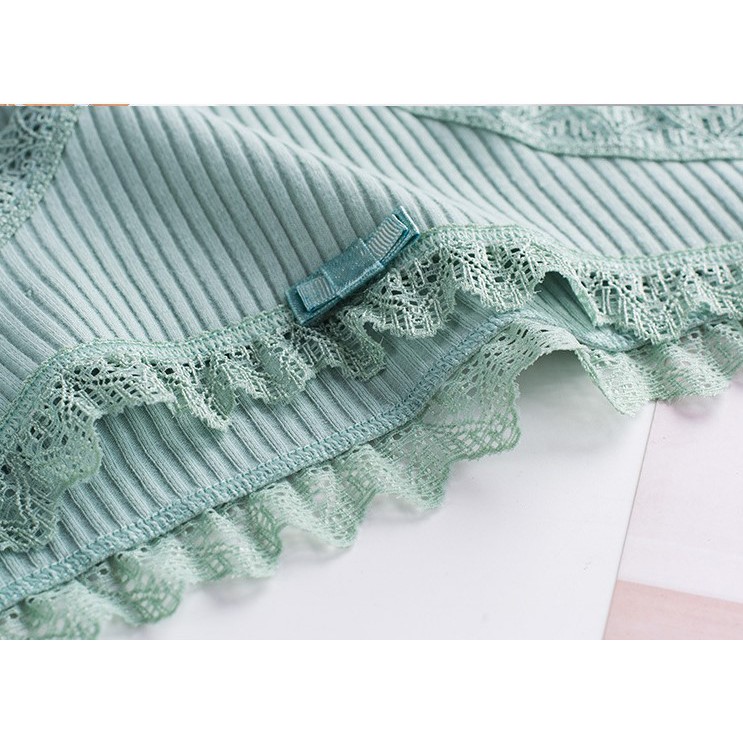 [Set 3 quần] Quần lót nữ cotton hình sợi tre viền ren cao cấp 03 ST01 | BigBuy360