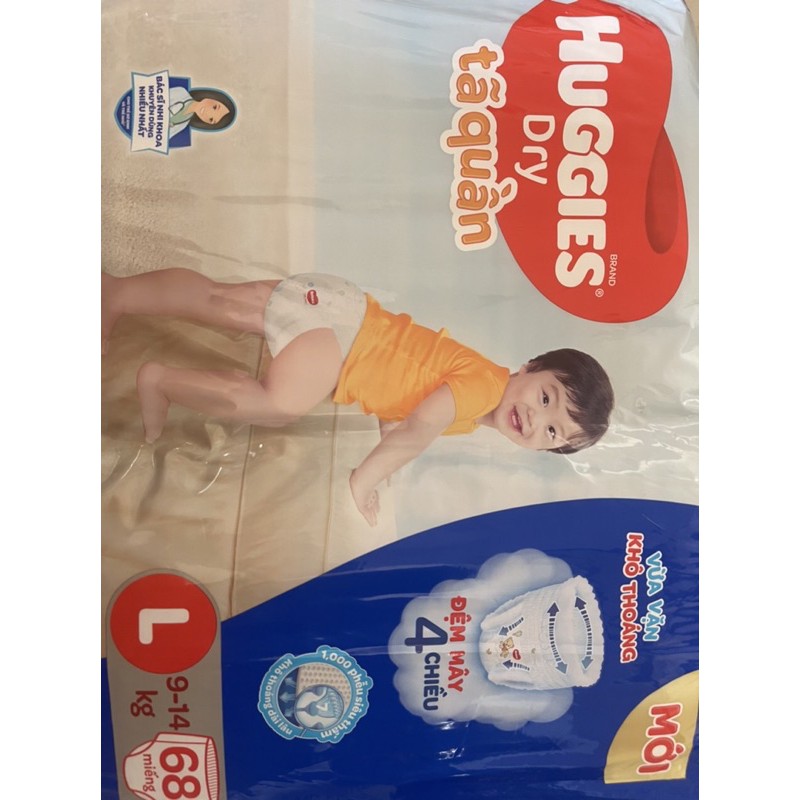 Tã quần Huggies Dry gói cực đại L68 / XL62 / XXL56 đệm mây mới