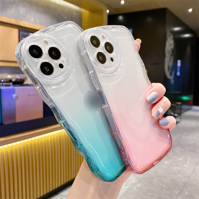 Ốp Điện Thoại TPU Mềm Trong Suốt Chống Sốc Màu Gradient Cho iPhone 13 12 11 Pro Max XS Max X 8 7 Plus