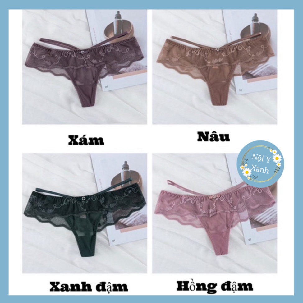 Quần Lót Nữ ❤️Quần Lọt Khe Ren Sexy Phối Họa Tiết 2 Dây Hông Gợi Cảm Quyến Rũ 8038 Nội Y Xanh chất thoáng mát cao cấp