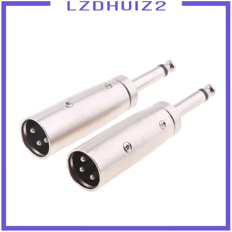 Les Fleurs 2 Pack XLR 3-Pin Male to 1/4\" 6.35mm Mono Male Jack Audio Mic Adapter