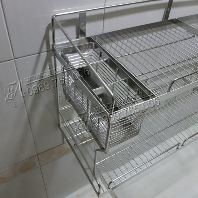 Kệ úp chén bát inox 304 - kệ chén inox đa năng 2 tầng KDN70