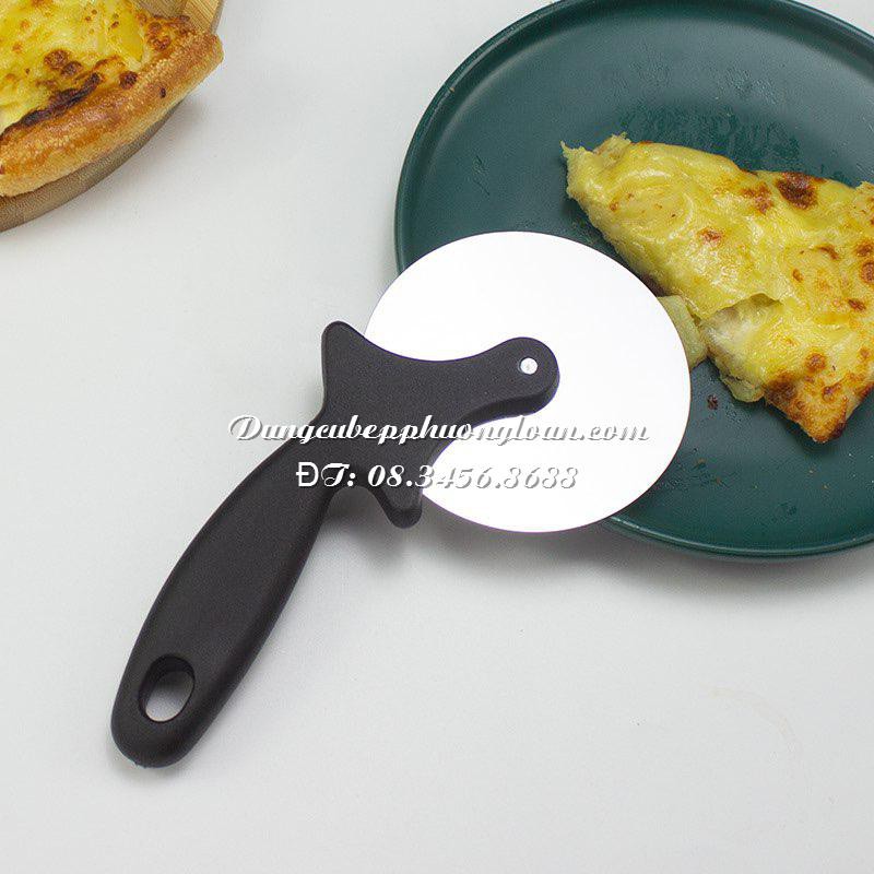 Dao cắt bánh Pizza inox cao cấp, lưỡi tròn xoay 10cm và 6.5cm