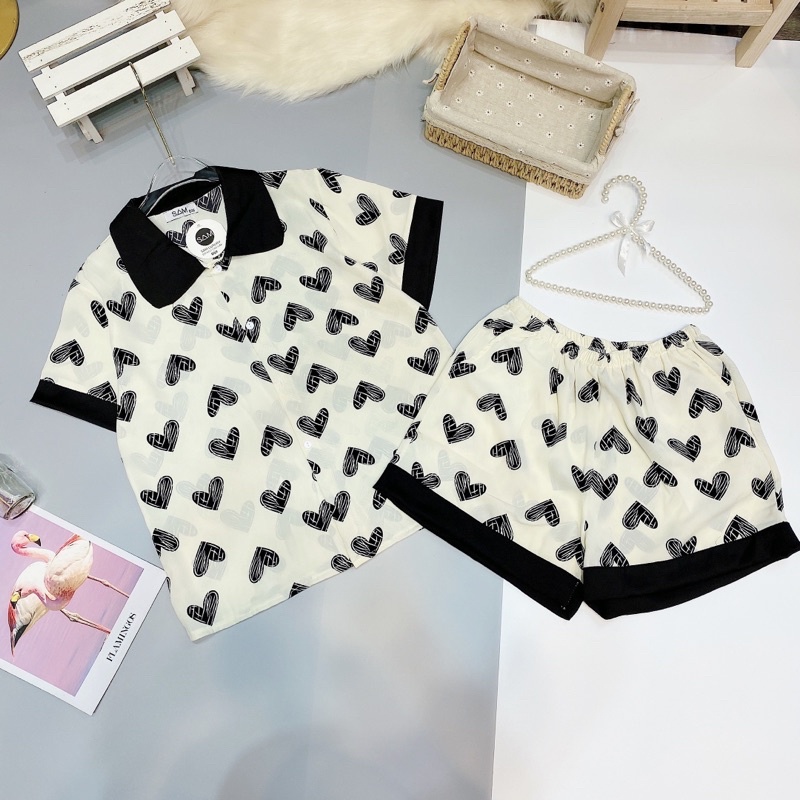 Đồ Ngủ💖Đồ Bộ Pijama Lụa Áo Cộc-Quần Sooc Dễ Thương