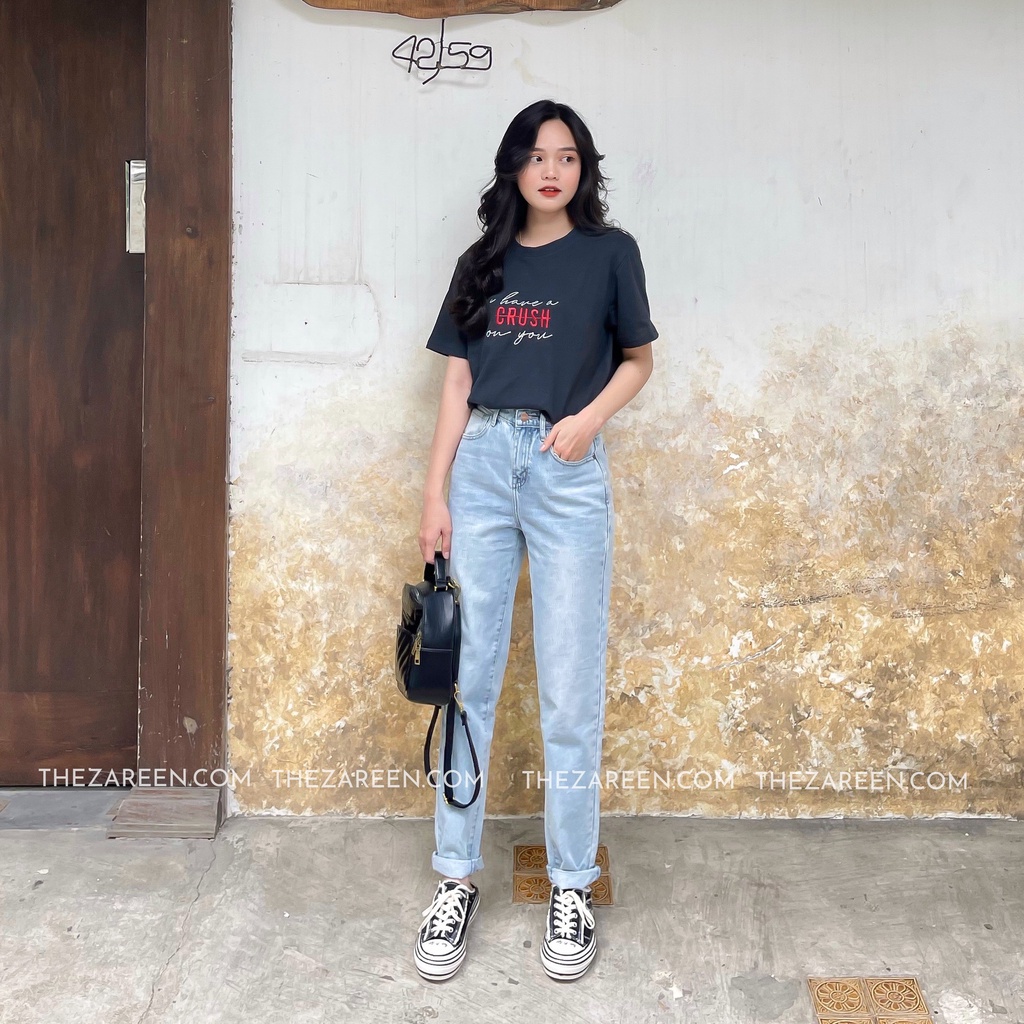 QUẦN JEANS BOYFRIEND BASIC ZAREEN JEA124 XANH NHẠT