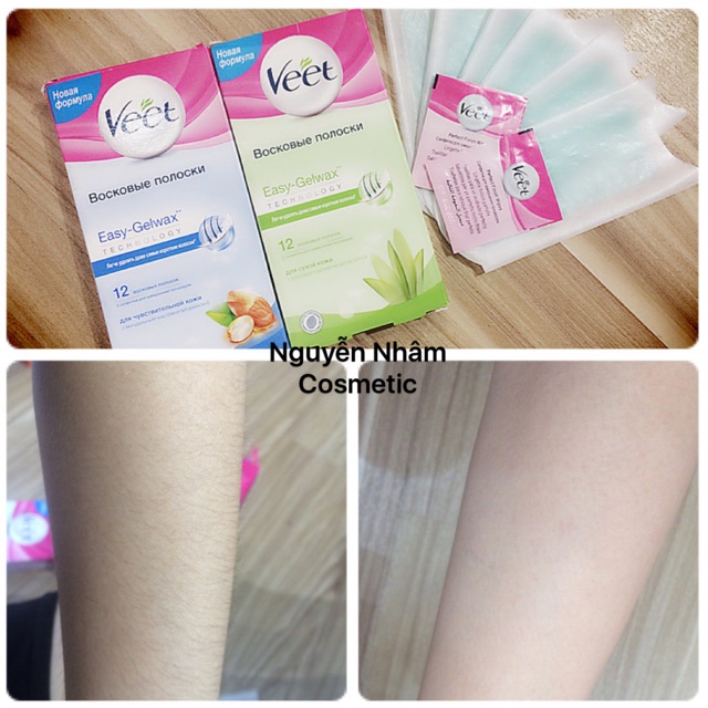 Miếng tẩy lông chân, body Veet Wax Strips With Easy Gel Body & Legs