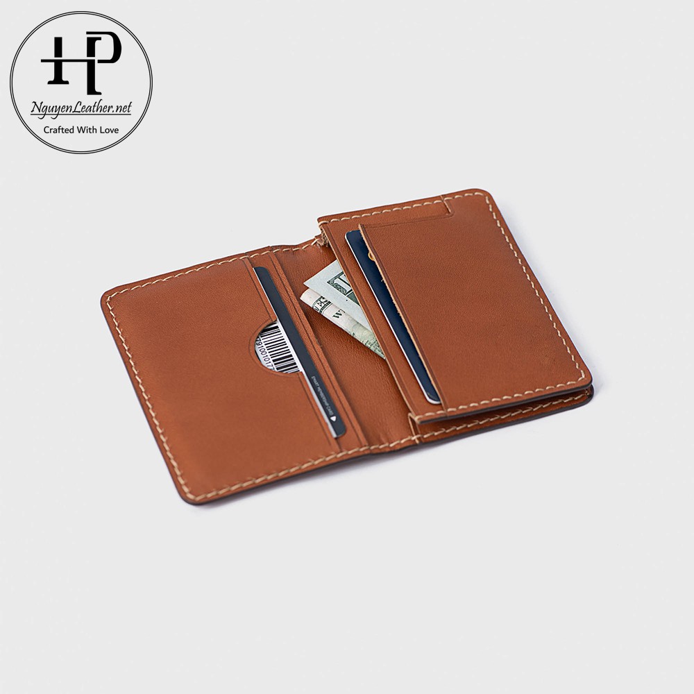 Ví Đựng Thẻ Card Holder Da Bò Thảo Mộc Cao Cấp Phong Cách Châu Âu May Tay Tỉ Mỉ Màu Nâu Nguyen Leather