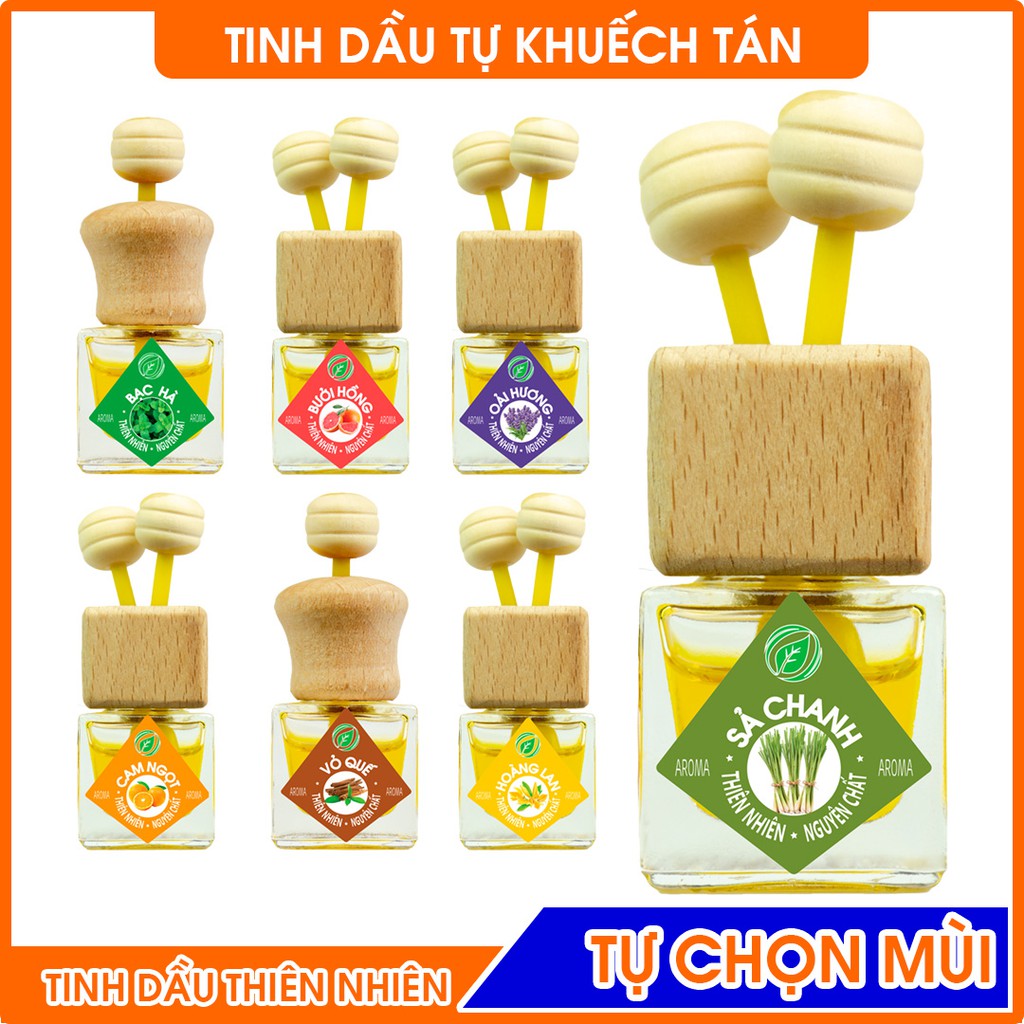 Tinh dầu AROMA thơm phòng, thơm xe ô tô, tự khuếch tán khử mùi chai vuông, nhiều mùi tự chọn