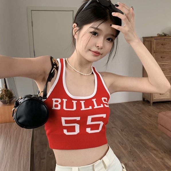 Áo croptop ZHELIHANGFEI hai dây dệt kim phong cách Mỹ quyến rũ dành cho nữ